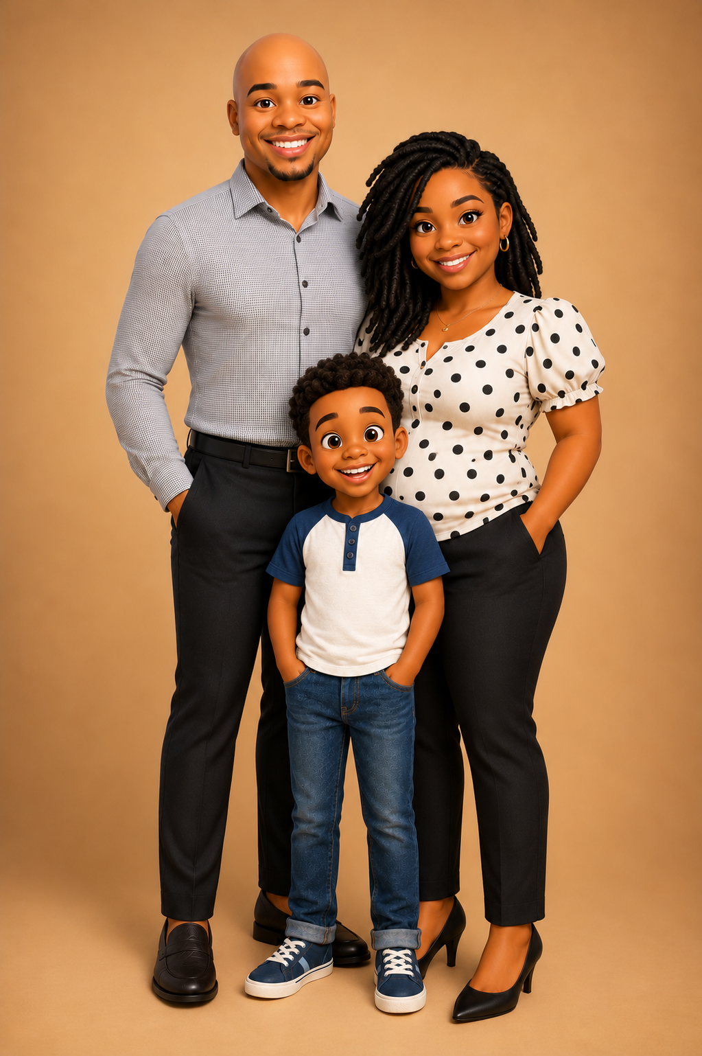 Isaac smiling with his mummy and daddy